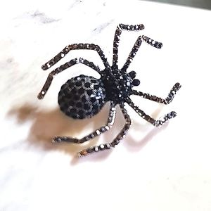 Black Crystal Spider Brooch